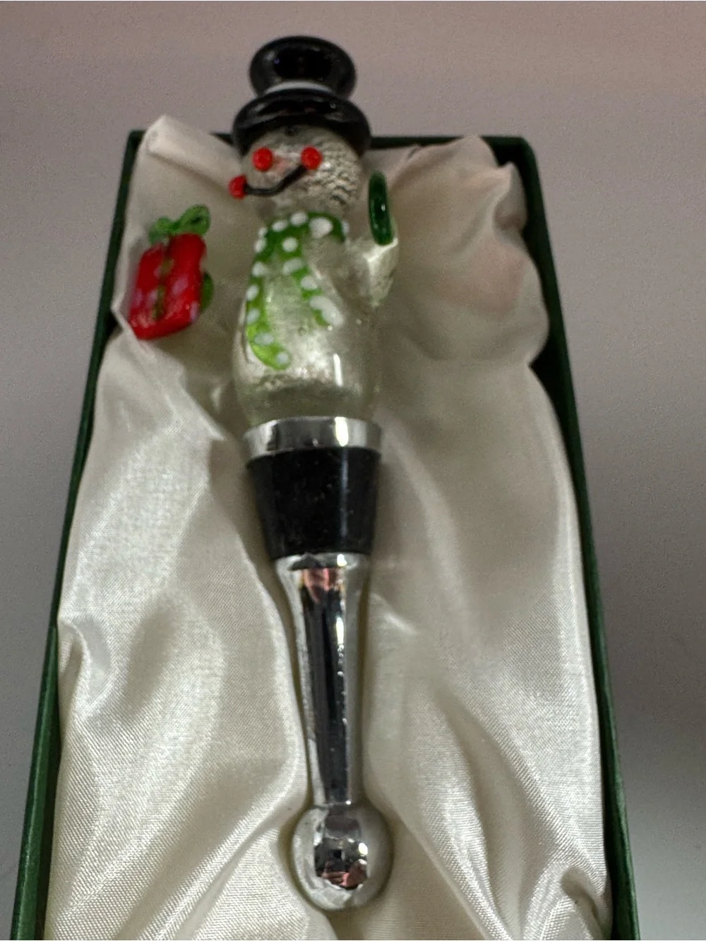 Glass Snowman Wine Bottle Stopper